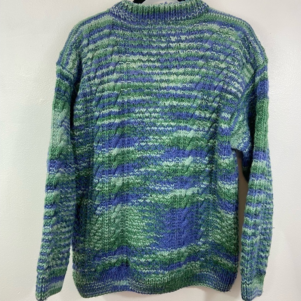 Vintage Hand Knit Cardigan Wool Blend Cable S Large Grandma Chunky Boho Heavy - Picture 2 of 10